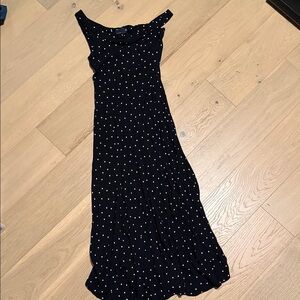 ASOS One Shoulder Dress in Black with White Dots